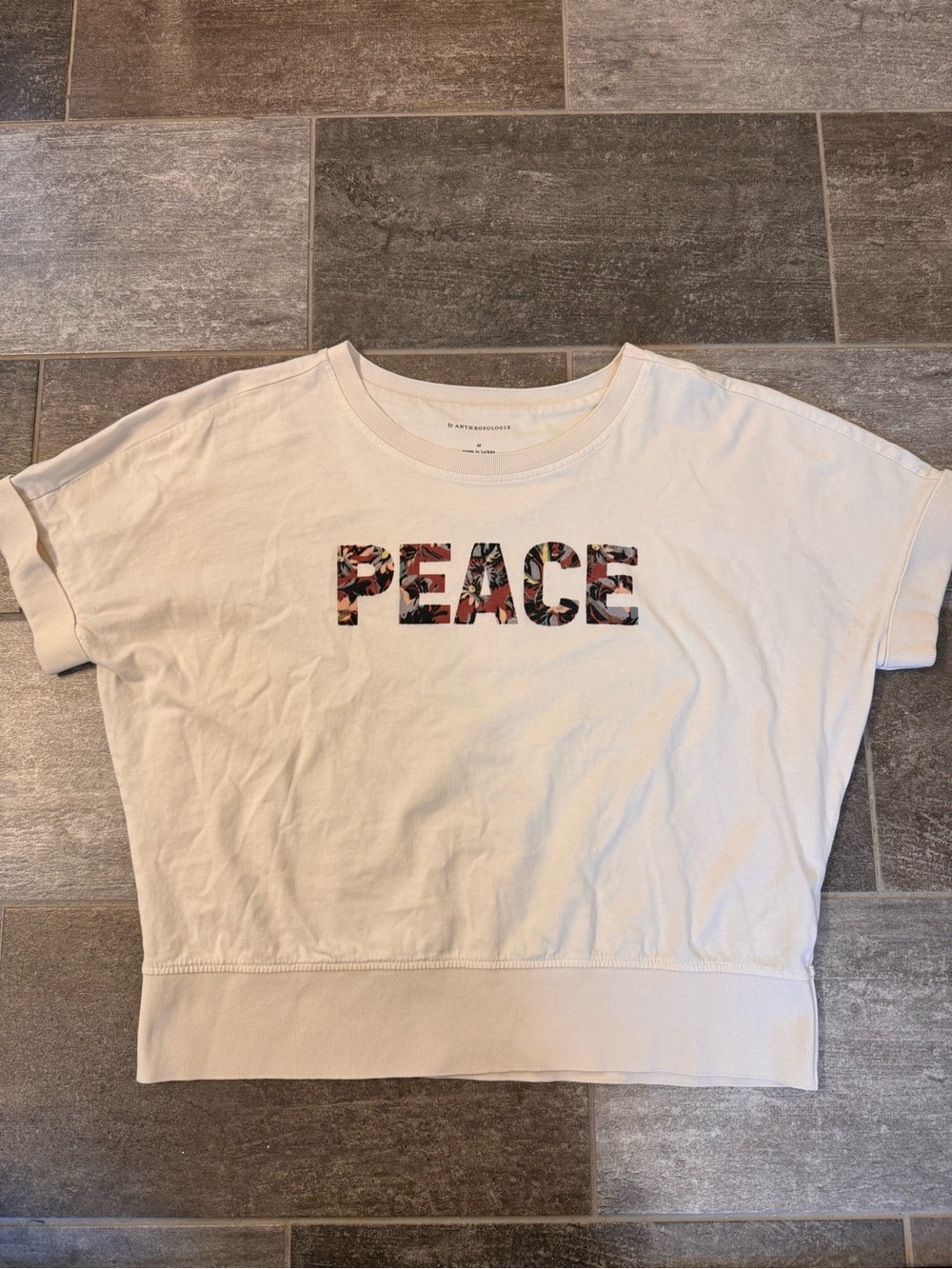 By Anthropologie  women’s  Peace Graphic Short Sleeve Tee - White